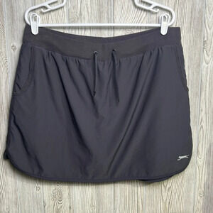 Slazenger Womens XL Skirt Shorts Pockets Black Cinch Waist Shorts Lined Skort